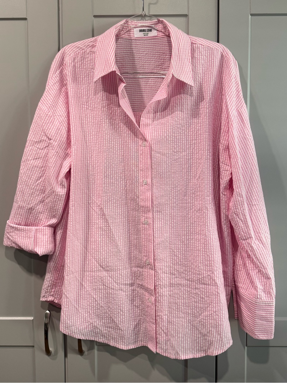 Double Zero Pink Seersucker Button-Down Shirt